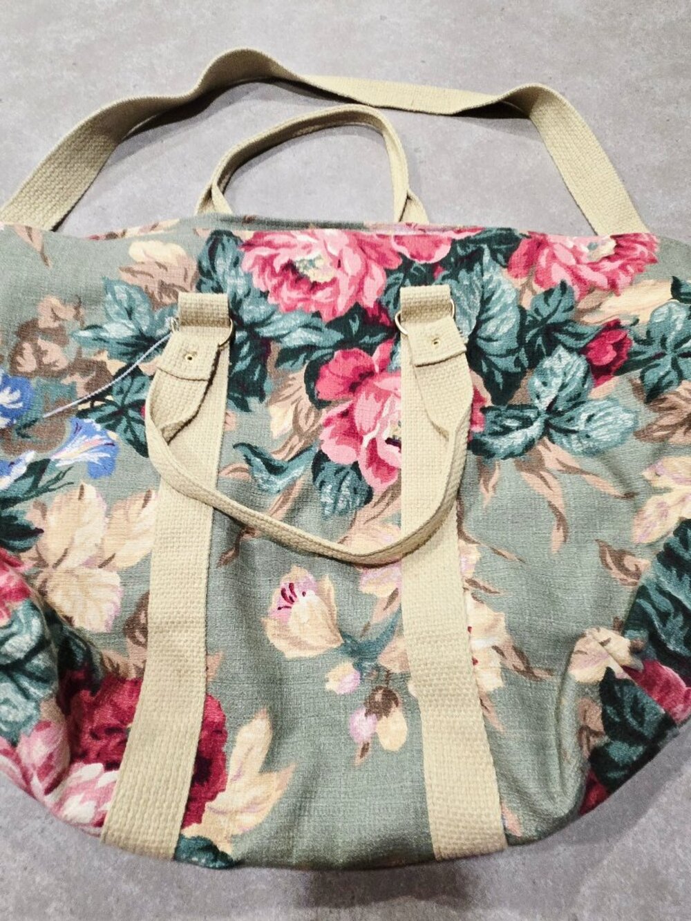MAGGI B Women's Floral Print Fabric Tote Bag w/Double Handles - Size Large NWOT